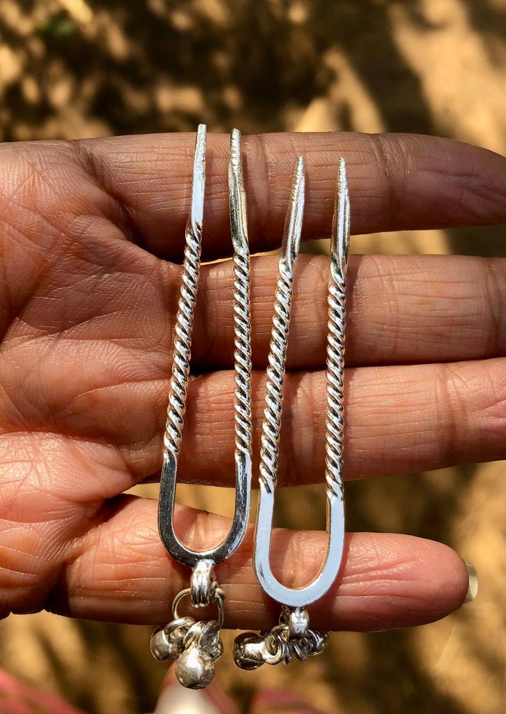 925 Silver 2 Pc Handmade Juda Pin, Hair Bun Stick, 11 grams, 6.5 cm length, Handcrafted, wedding gift, brides gift, silver unique articles