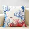Beach Red Coral Reefs Starfish Cushion Cover Durable Hypoallergenic Organic Linen Short Pillow Cover Washable