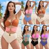 2025 European Gold Plated Color Block One-Piece Swimsuit for Women - Sexy Hollow Design Bikini