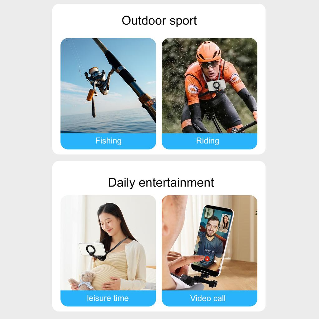 Uniwersalny magnetyczny uchwyt na szyję do telefonów, stojak na telefon, obrót o 360 stopni, zestaw głośnomówiący na szyję