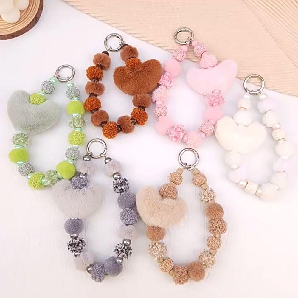 

Colorful Mobile Phone Lanyard Anti-Lost Loveheart Beaded Bracelet Female Lady Girl зелений