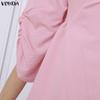VONDA 2PCS Women Sets Casual Long Sleeve Side Close Blouse and Pants Two Piece Suit
