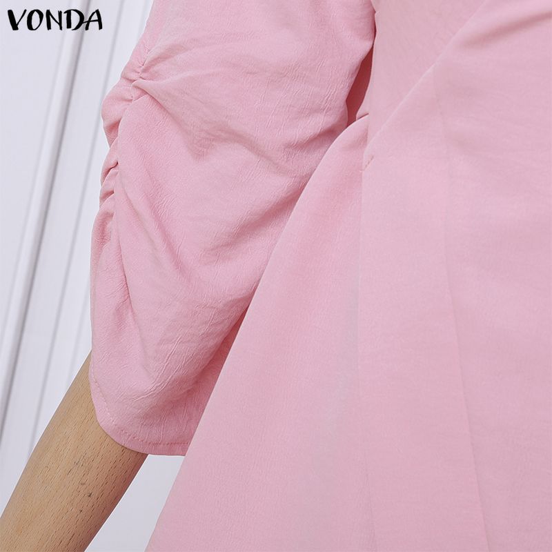 VONDA 2PCS Women Sets Casual Long Sleeve Side Close Blouse and Pants Two Piece Suit