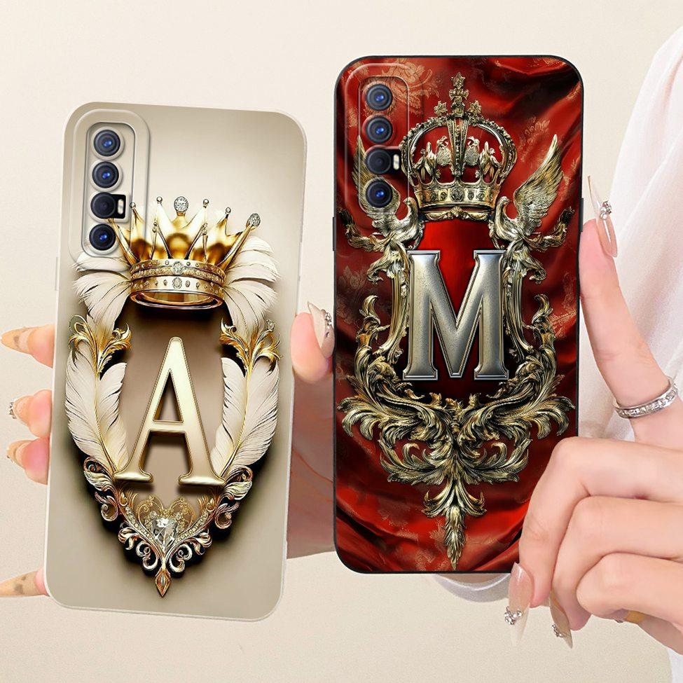 Case For Oppo Reno3 Pro 5G Cover Luxury A-Z Letters 2D Painted Silicone Casing For Oppo CPH2009 PCRM00 PCRT00