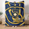 Name Custom Milwaukee Brewers Logo Print Flannel Blanket High Quality Warm Comfortable Cover for All Seasons Perfect for Gifts Home Decor