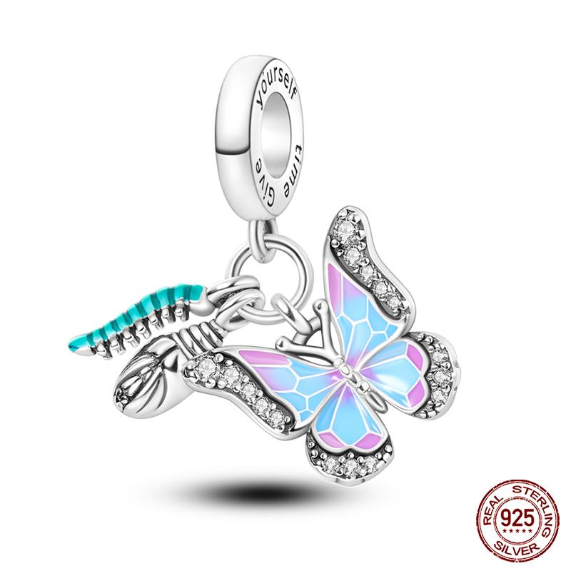 100% Copper Exquisite Cubic Zircon Butterfly Bee Ladybug Charms Bead Fit Qikaola Original Bracelet Fine Diy Jewelry