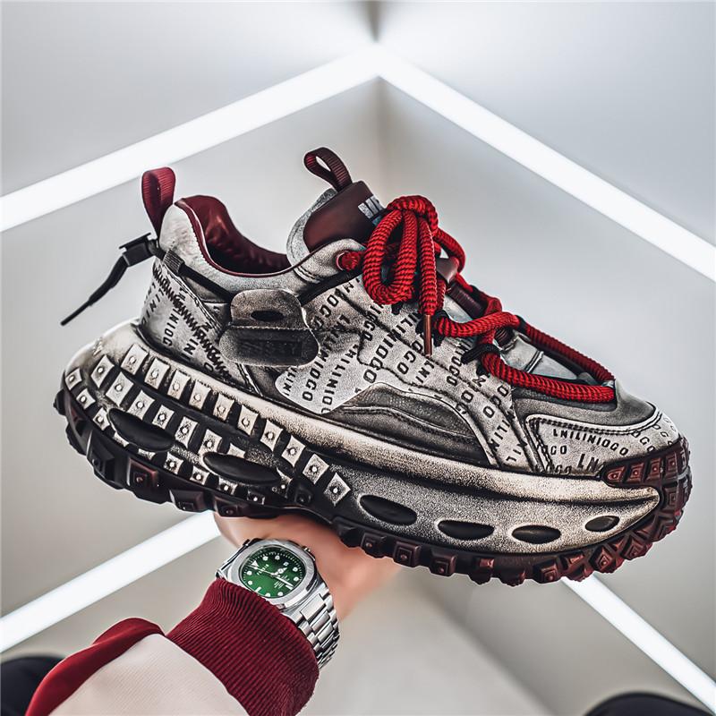 Internetberühmt Beliebt Herrenschuhe Trendige Marken Nische Vielseitig Freizeit Laufen Sport Reifensohlen Dick Höhe Steigernd Vater
