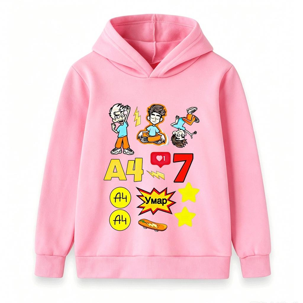 Kids Boys Girls Casual Pullover Hoodie, Cartoon Character Graphic Lightning Star Print Warm Hooded Sweatshirt for Children Daily Wear