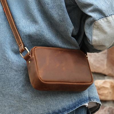 Premium Sense Niche Crossbody Bag Men's All-cowhide Shoulder Bag Men's Bag Genuine Leather Retro Crossbody Bag Messenger Bag Men
