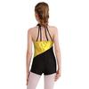 Girls Glittery Sequins Dance Leotard Mock Neck Sleeveless Figure Skating Bodysuit Strappy Back Rhythmic Gymnastics Costume