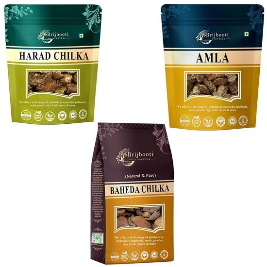 Brijbooti Harad Baheda Amla Raw 600 Gram | 200 Gram Each | (Pack of 3)