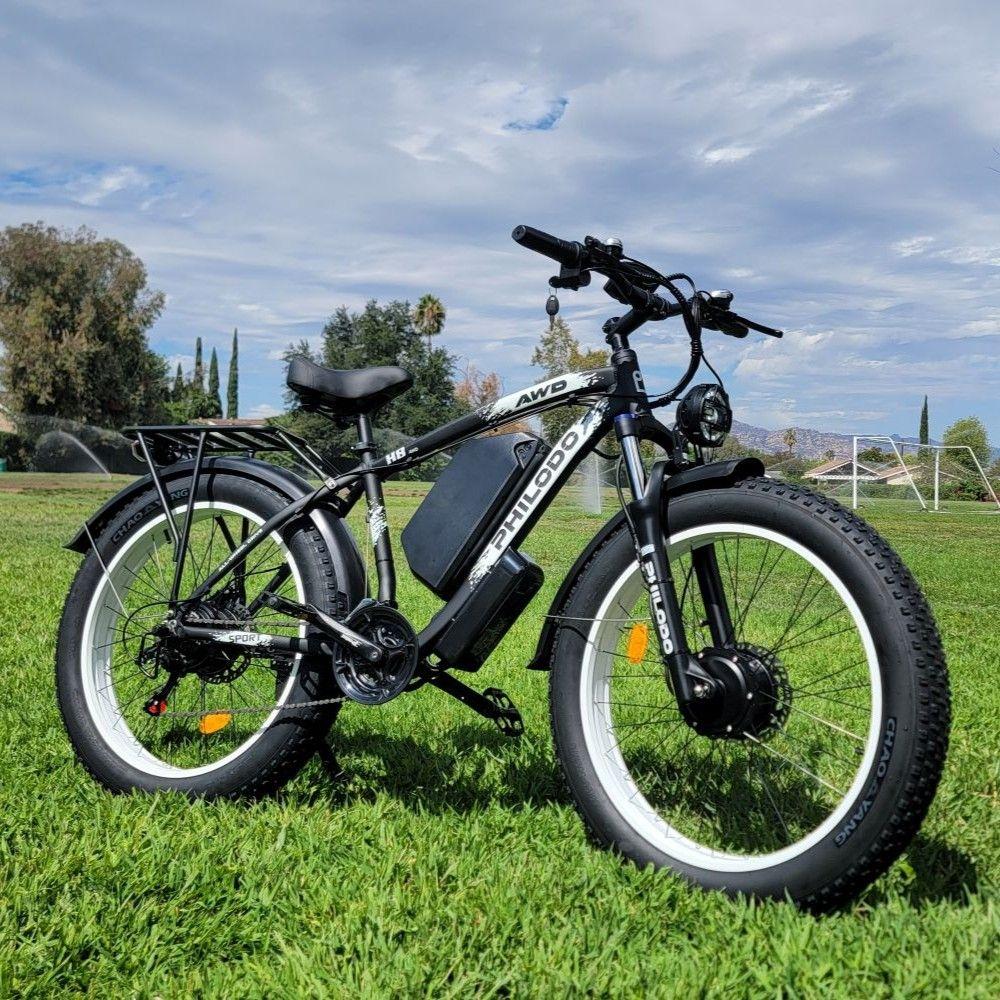Bicicleta eléctrica PHILODO H8, motor de 3000W, batería de 48V 26Ah, velocidad máxima 56 km/h, autonomía de 100 km, neumáticos de 26x4.0 pulgadas