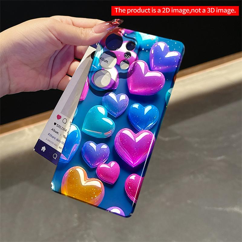 2DFlat Samsung phone case Glowing Rainbow Hearts Phone Case Applicable to Galaxy S22 S23 S24 S25ULTRA S26 A12 A13 A14 A15 A16
