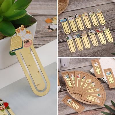 Gift Metal Gold-plated Book Folder Bookmark Label Cute Cats