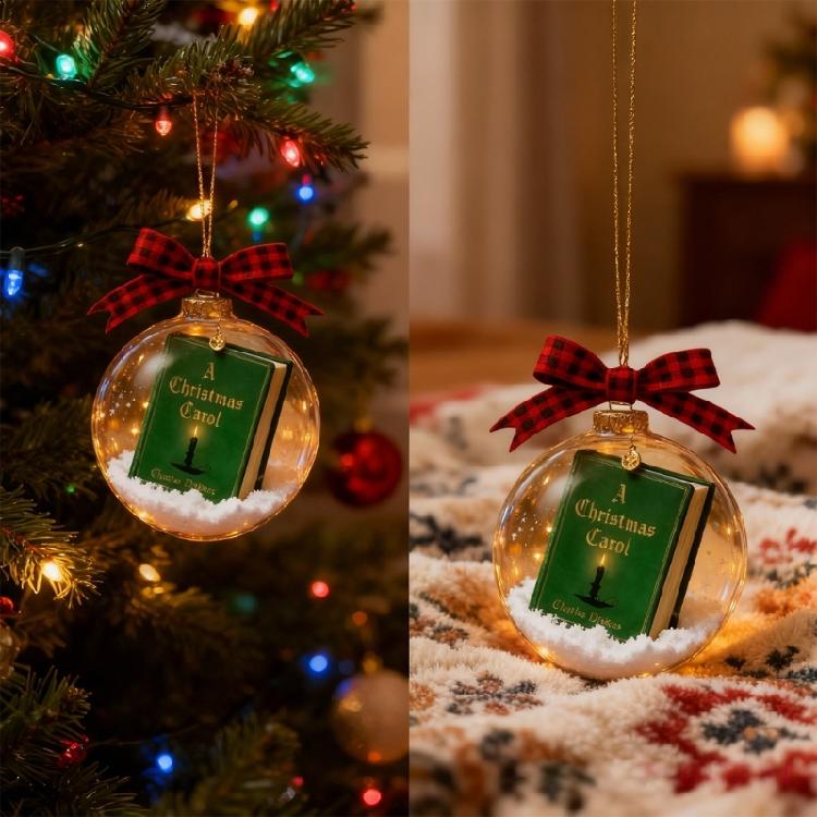 Festival Mini Book Shape Christmas Ornament Feature Holiday Carols Portable Shatters Proof Design For Indoor Decorations