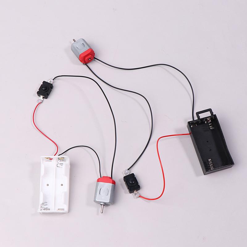 Black White 130 Motor Kit With 2Xaa Battery Storage Case And Switch 16500 Rpm Mini Diy Electronic Motor Circuit Models Kit