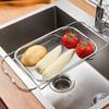 BLACK BADGER Over-the-Sink Dish Drainer, Extendable Length 38-52*24.5*7.5cm [Extendable Stainless Steel] Antibacterial, Compact, Rust-Proof, Space-Sav