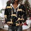 Women's Long Sleeve Christmas Print Pullover Hoodie with