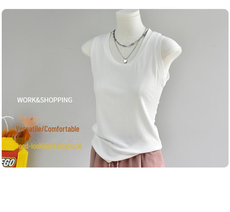 Ukosi Women's 2025 Spring Slim Fit Sleeveless U-Neck Knitted Shirt