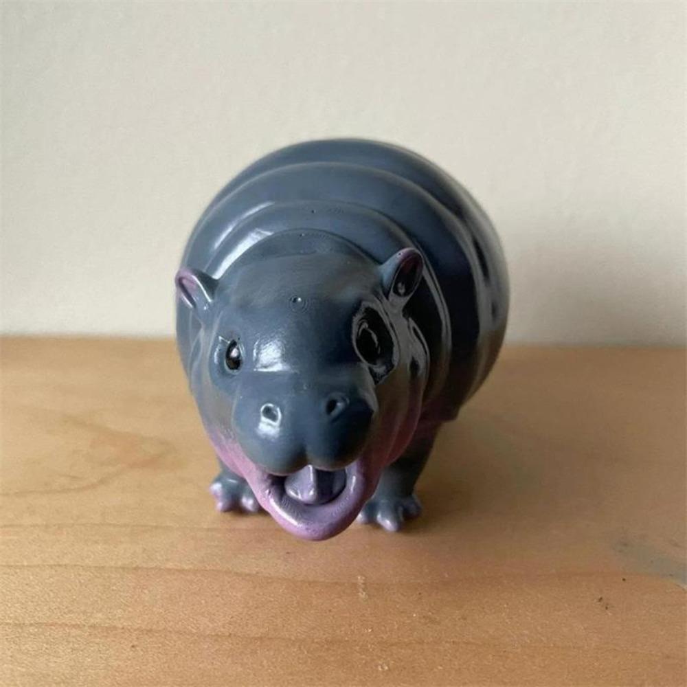 Kawaii Hippo Resin Figurine Pygmy Resin Statue Gifts Hippopotamus Ornaments  for Christmas