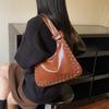 Sac Hobo en Cuir pour Femme Sac à Bandoulière Riveté avec Détail Nœud