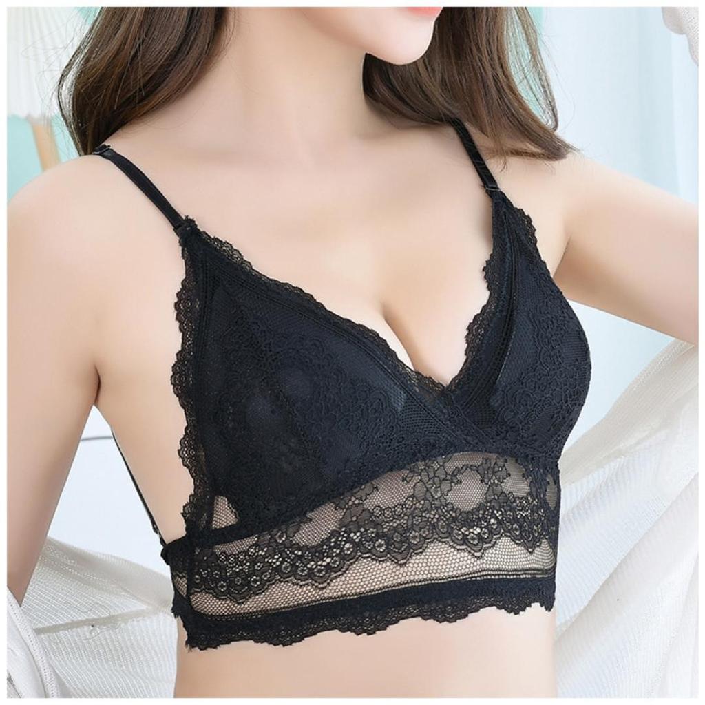 Low Back Bralette Ladies U Backless Invisible Lace Bra Polka Dot Mesh Ultra Thin Underwear Women Lingerie Tank Top Bras