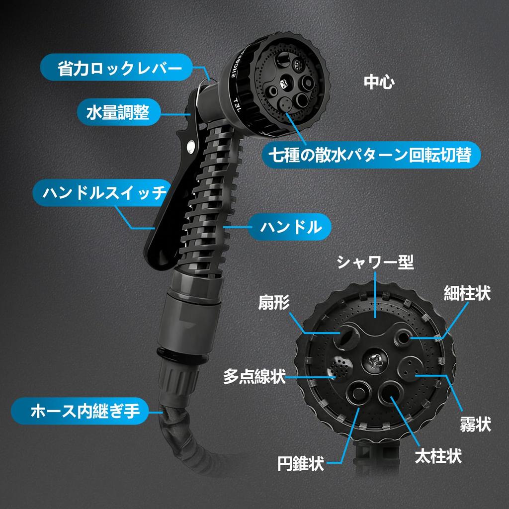 Extendable Hose with Retractable and Abrasion Stretchable to 3 Times Its 7 Nozzle Easy Perfect for Car Flower and Yard Cleaning to Ultra-lightweight
