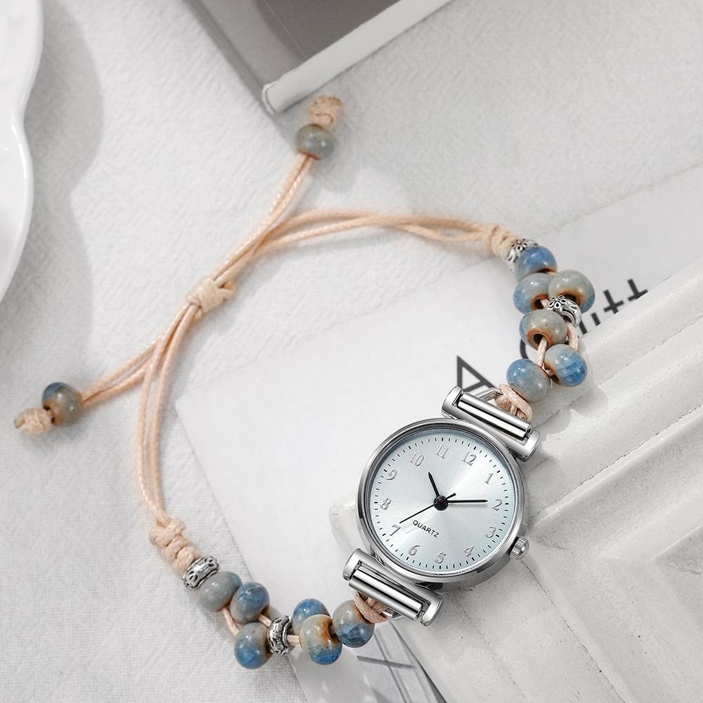 Gift bracelet, lady's watch New Casual Fashion Diamond-encrusted Women's Watch Korean-style Female Student Woven Drawstring Bracelet Watch