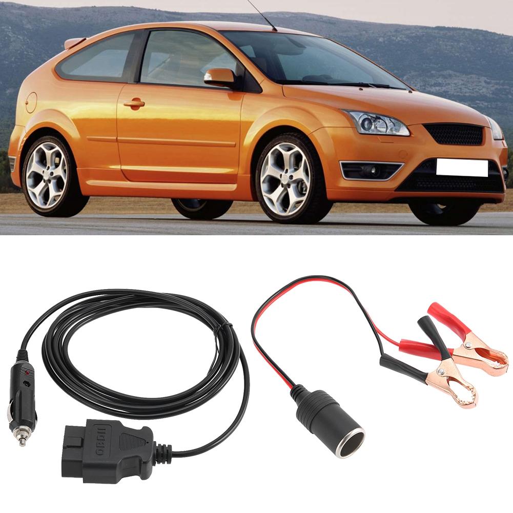 OBD II Vehicle ECU Emergency 12V Power Supply Cable Memory Saver with Clip
