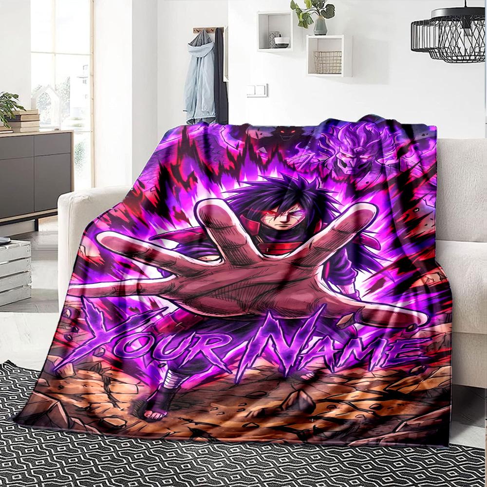 Naruto Character Customize Your Name Blanket Throw Customizable Blanket Soft & Cozy Suitable for Living Room Office Chair Seaside Bedding