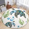 Coastal Nautical Beach Art Print Round Rug Floor Carpet Anti Slip Showing Multiple Sea Turtles Coral for Bedroom Interior Decor