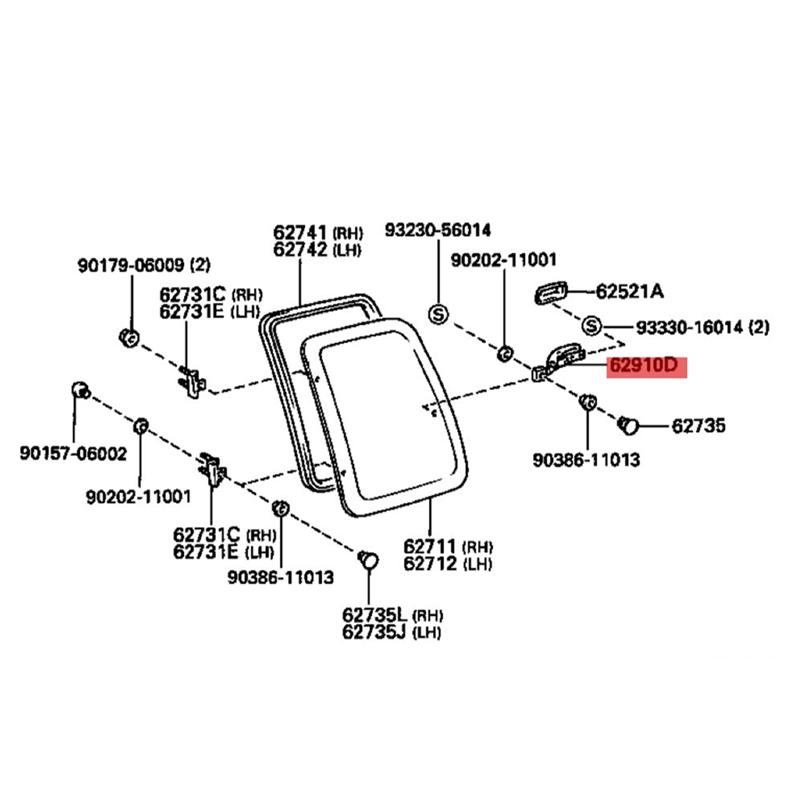 WO-2PCS Car Rear Quarter Window Lock Latch Set 62910-35010-E0 For Toyota Tacoma 1995-2001 Hilux 97-06 62910-35020-B0
