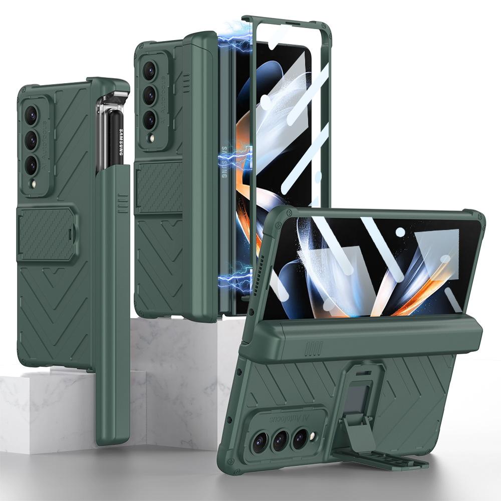 Suitable for Samsung Zfold4 Mobile Phone Case Armor Magnetic Suction Hinge Folding Shaft Bracket Gear Adjustment Zfold4 Mobile Phone Case