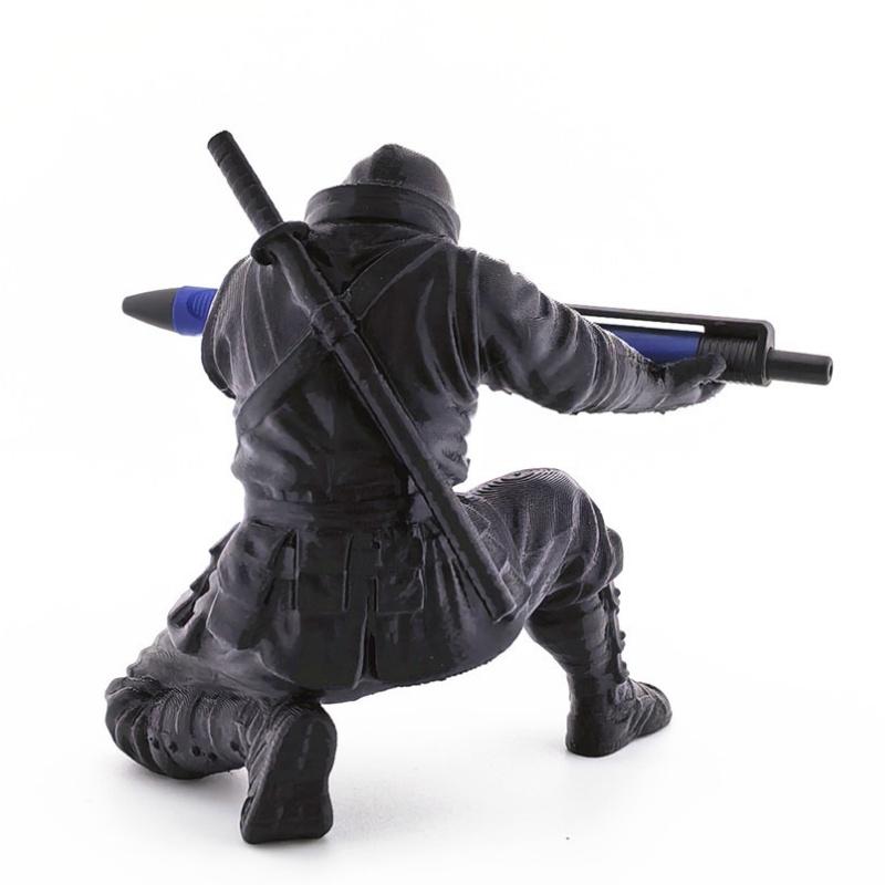 3D Printed Kneeling Ninja Pen Holder Artistic Desk Sculpture Practical Stationery Organizer Premium Home Office Aesthetic Decor