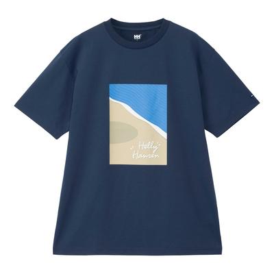 Helly Hansen Short Sleeve Print Bask Tee, Unisex, Ocean Navy, Size XS (HH62423)