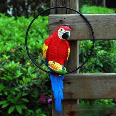 Handpainted and Handmade Decorative Hanging Parrot for Garden Decoration Figurine Showpiece Home Decor, Resin
