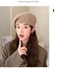 Women's Korean Style Woolen Beret: Versatile, Solid Color, Knitted, Warm, Windproof, with Metal Label for Autumn and Winter