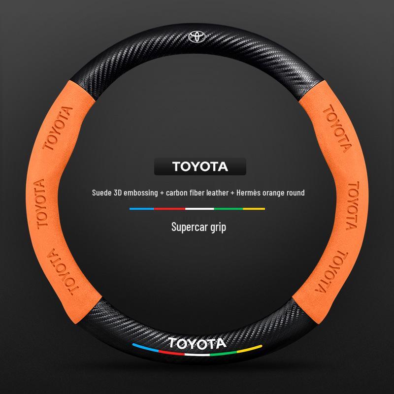 Toyota Avalon Steering Wheel Cover 2019-2024, Carbon Fiber Genuine Leather, Ultra-Thin, All-Season Universal Fit