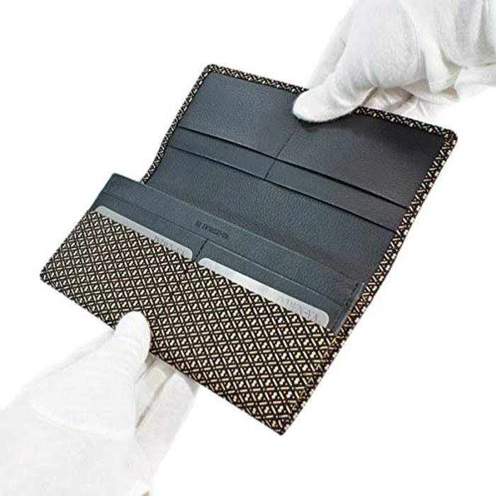 [Inden-ya] Wallet Long Wallet with Coin Purse Deer Leather Black x White Lacquer Gourd Pattern 2109-11-007 Black, White