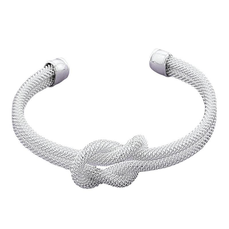 925 Sterling Silver Fashion Versatile Knot Mesh Bracelet Birthday Party Anniversary Gift серебряный