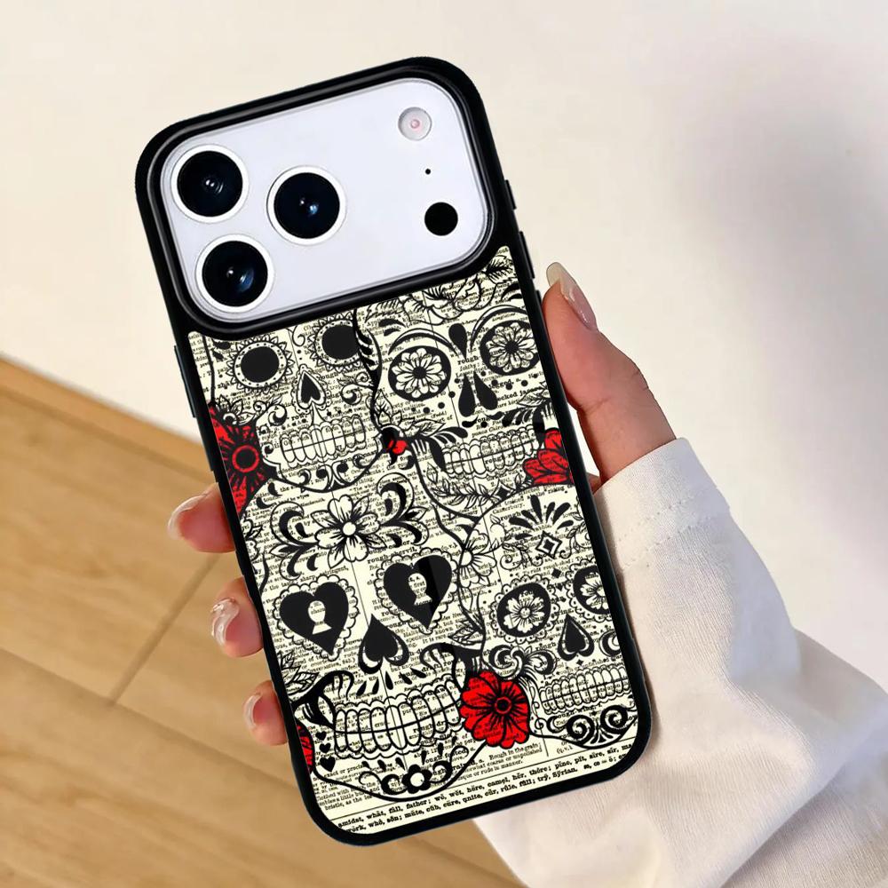 Candy Skull Sugar Day Of The Dead Mobile Phone Case for IPhone 17 AIR 16pro Max 15 14 13 12 11 Bumper Cover
