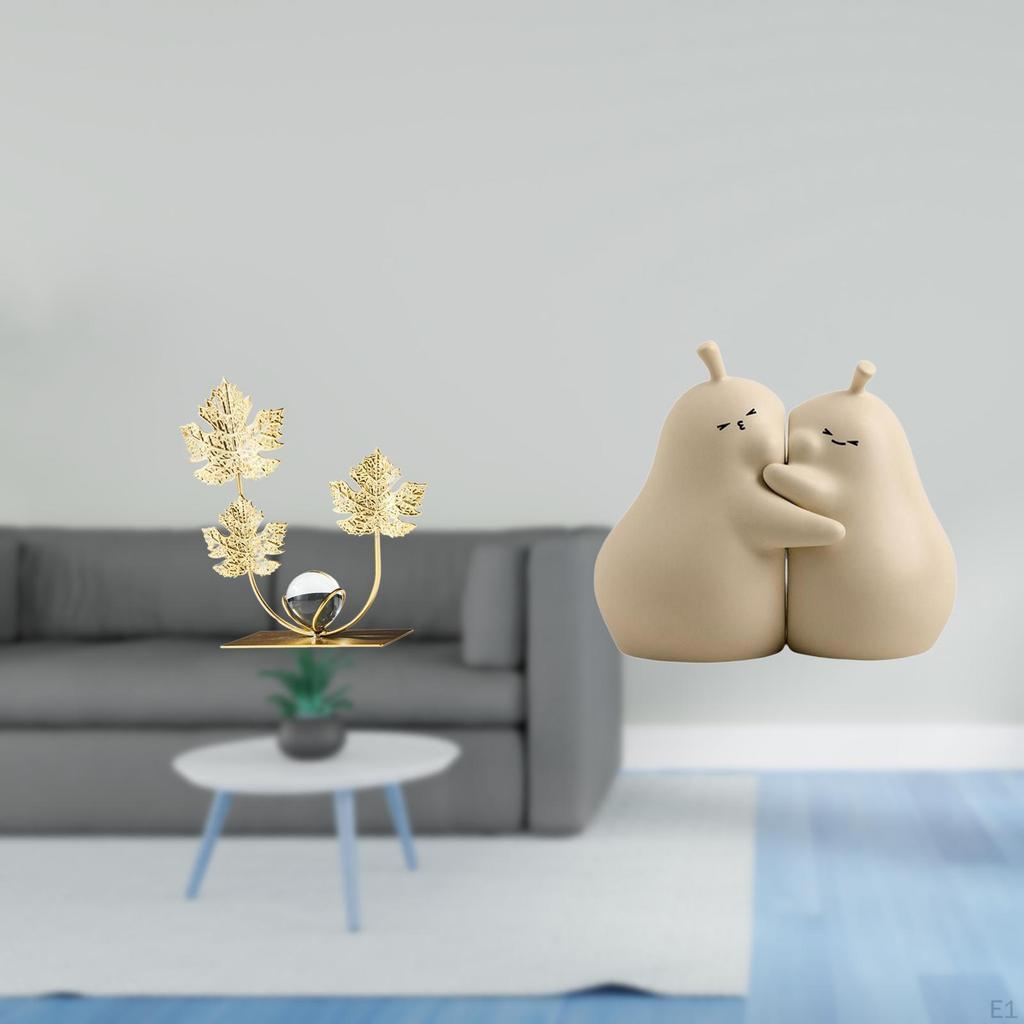 Leaves Statue Bookshelf Sculpture Hugging Pear Book Stand Ceramic Bookend Fine Workmanship Birthday