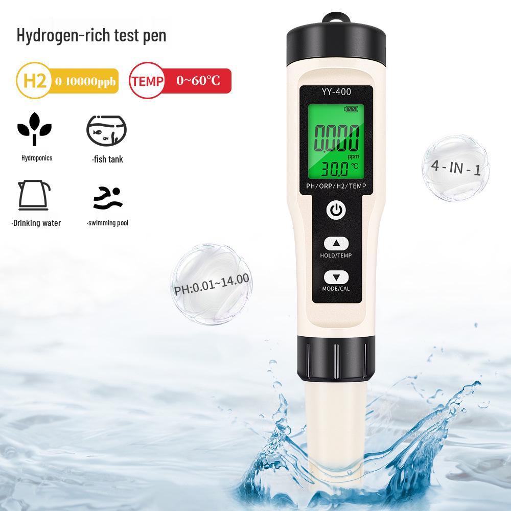 

4-in-1 Hydrogen-Rich Water Quality Tester: pH Meter, Acidity Tester, ORP & Temp Instrument No Power