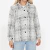 Women's Casual Plaid Printed Long Sleeve Tweed Jacket Coat