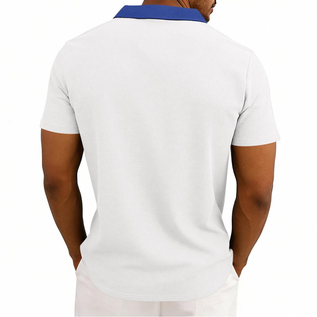 Men's Loose Shirt Matching Pockets Business- Collar Short-sleeved Shirt