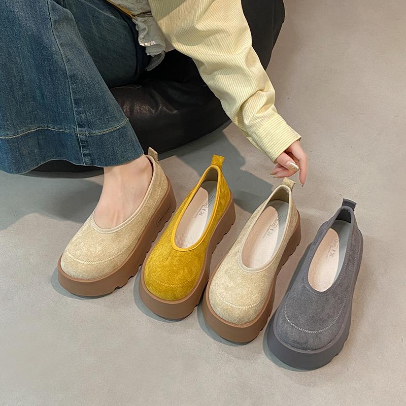 TUINANLE Thick-Soled Women's Platform Loafers Women Suede Loafers Casual High Heels Sneakers Shoes