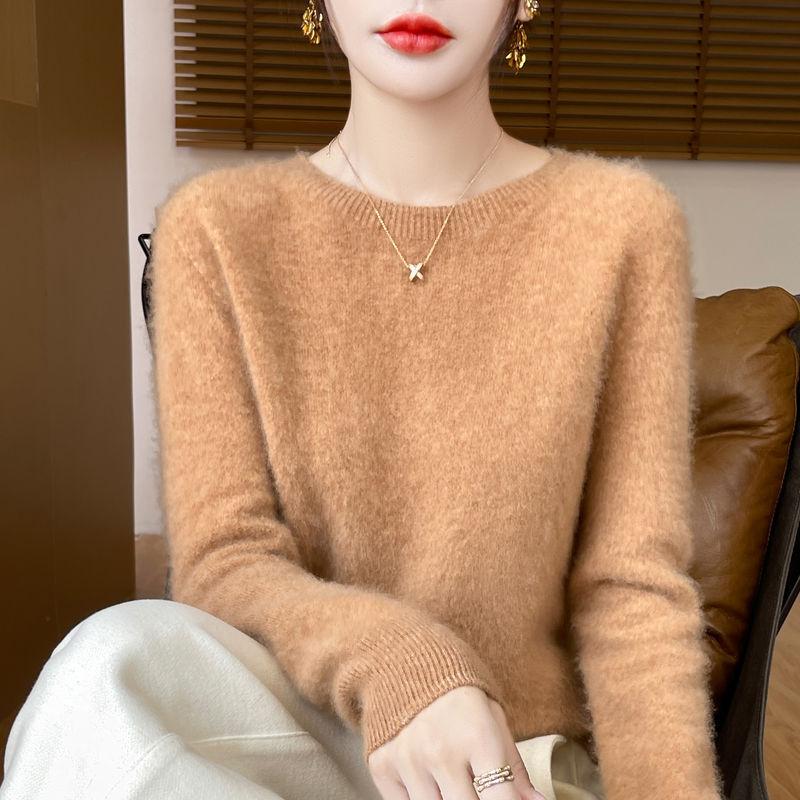 New autumn and winter crew neck knitted sweater women's loose short bottoming sweater pullover versatile knitted sweater