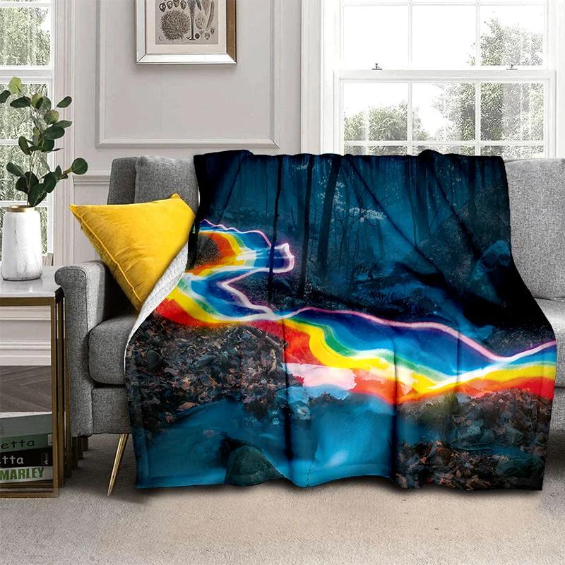 Coperta Cartone Animato 3D Colori Arcobaleno Illusione, Morbida Coperta da Divano per Casa Camera da Letto Letto Divano Picnic Viaggio Ufficio Coperta per Bambini