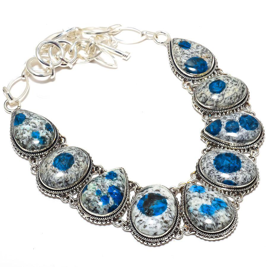 

K2 Azurite Gemstone Handmade Ethnic 925 Silver Necklace 18 JCN360-18
