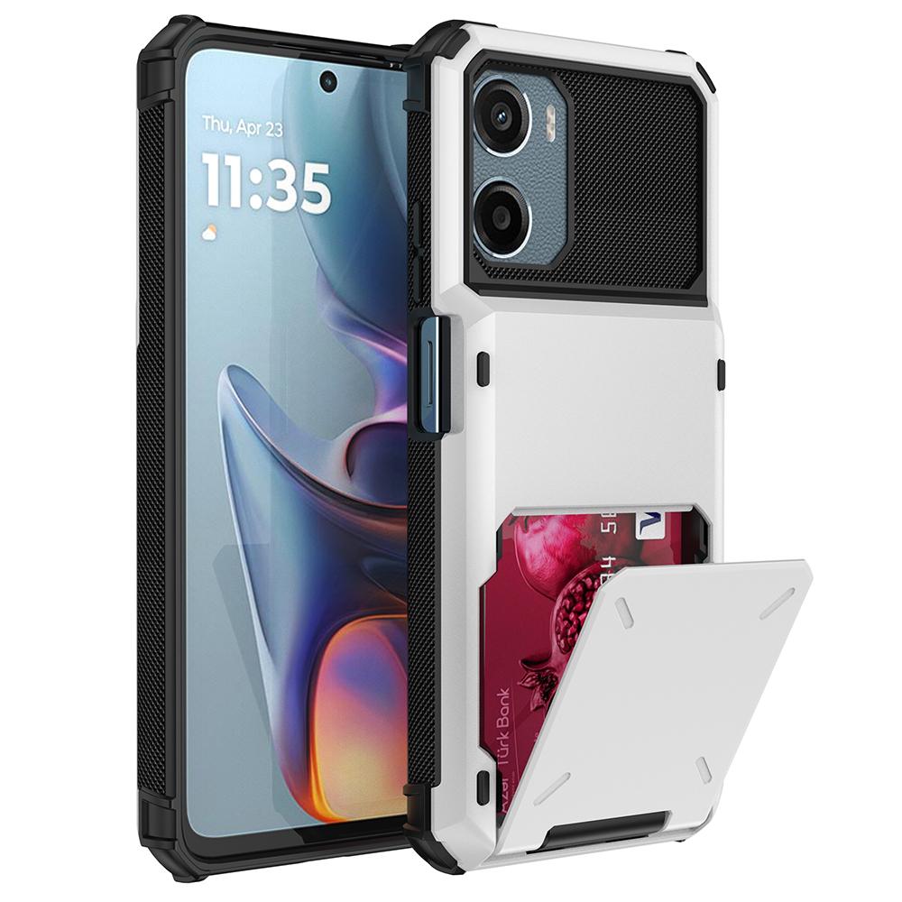 For Motorola Moto E15 4G Case PC+TPU Dual Layer Back Phone Cover with Card Holder